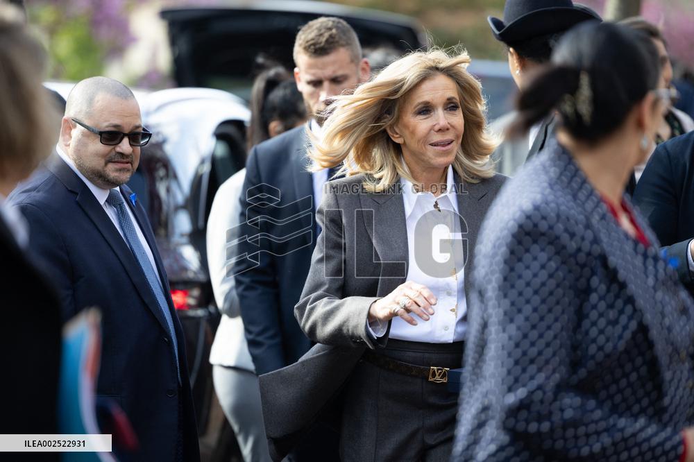 Brigitte Macron visits the medical educational institute Leonce Malecot - Saint-Cloud
