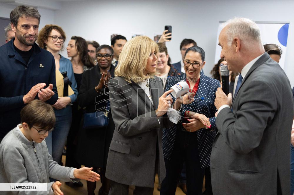Brigitte Macron visits the medical educational institute Leonce Malecot - Saint-Cloud
