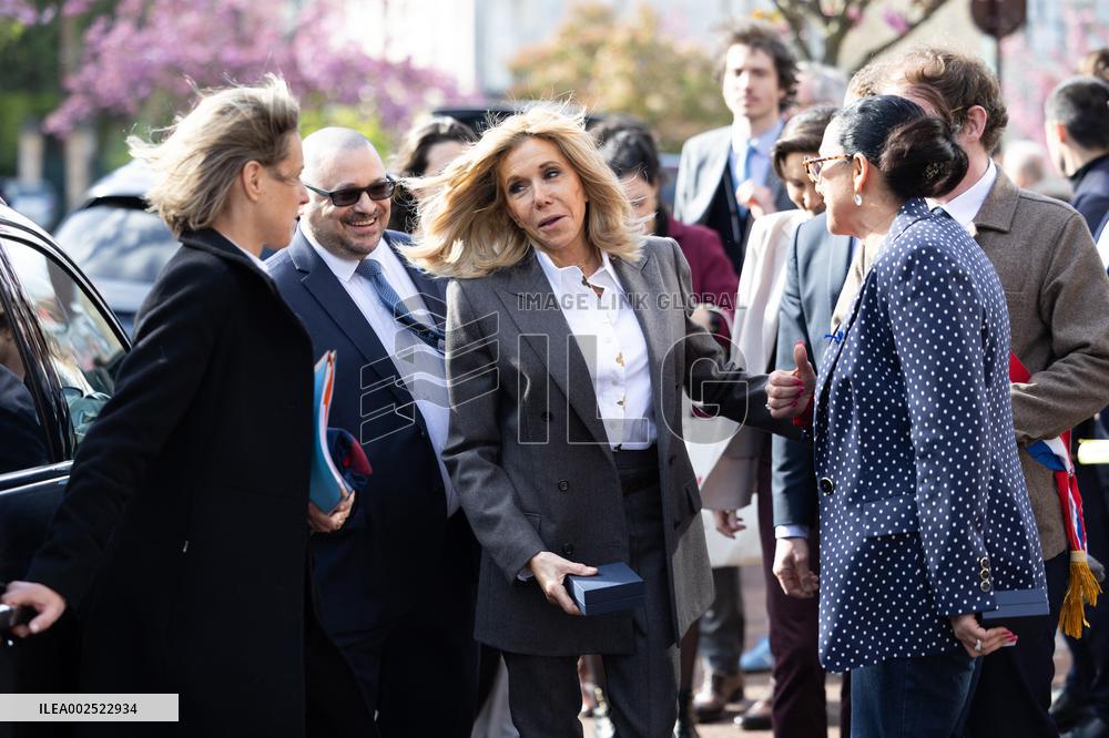 Brigitte Macron visits the medical educational institute Leonce Malecot - Saint-Cloud