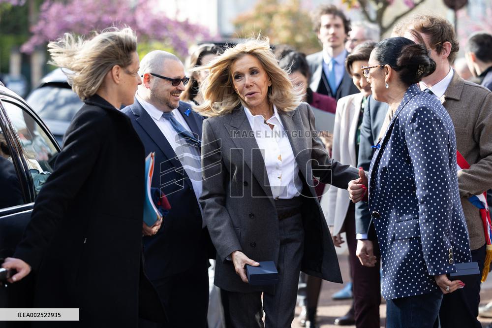 Brigitte Macron visits the medical educational institute Leonce Malecot - Saint-Cloud
