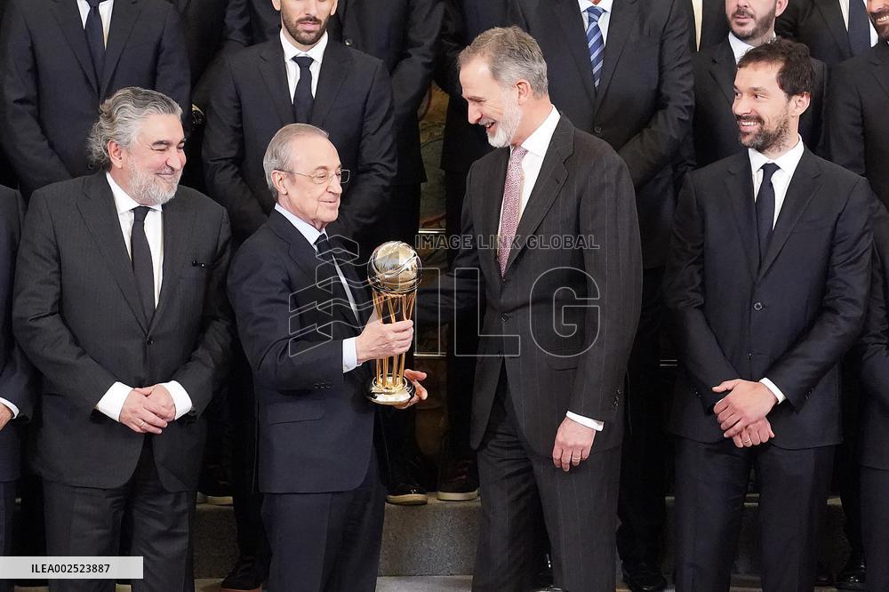 King Felipe In Audience With Real Madrid Basketball Team - Madrid