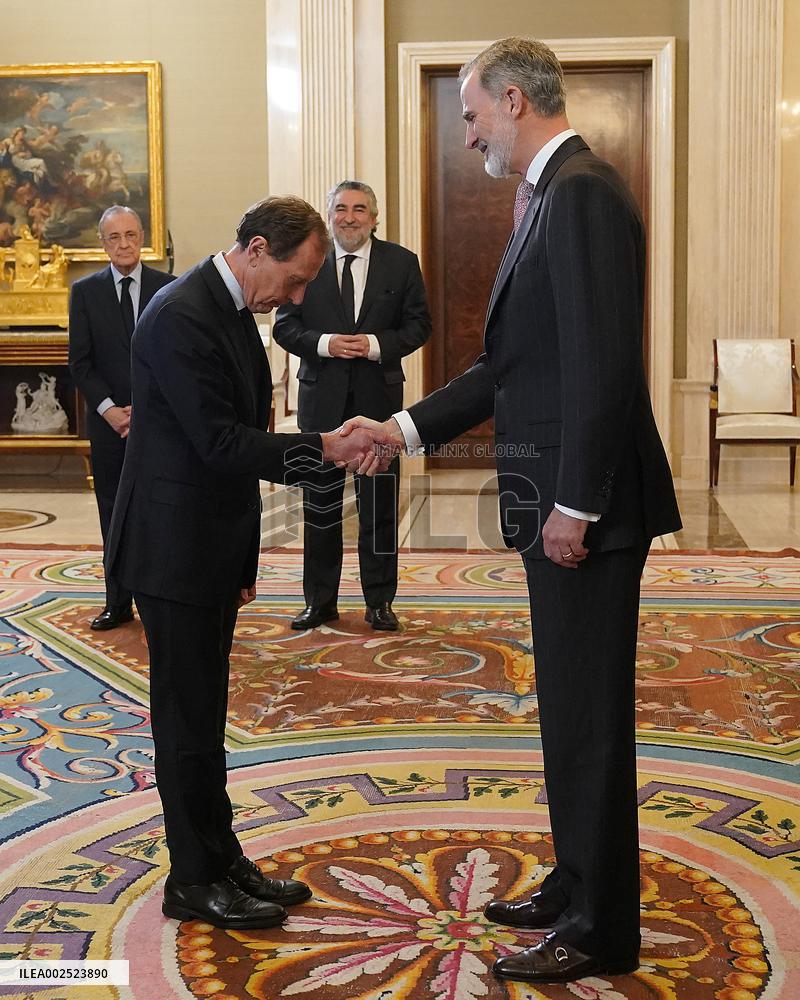 King Felipe In Audience With Real Madrid Basketball Team - Madrid