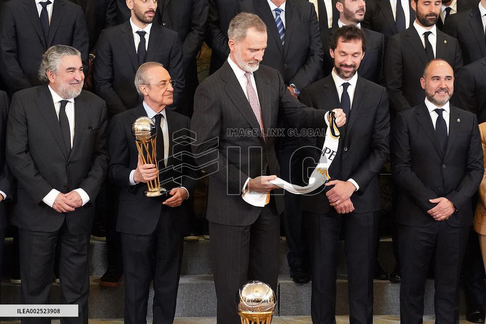 King Felipe In Audience With Real Madrid Basketball Team - Madrid