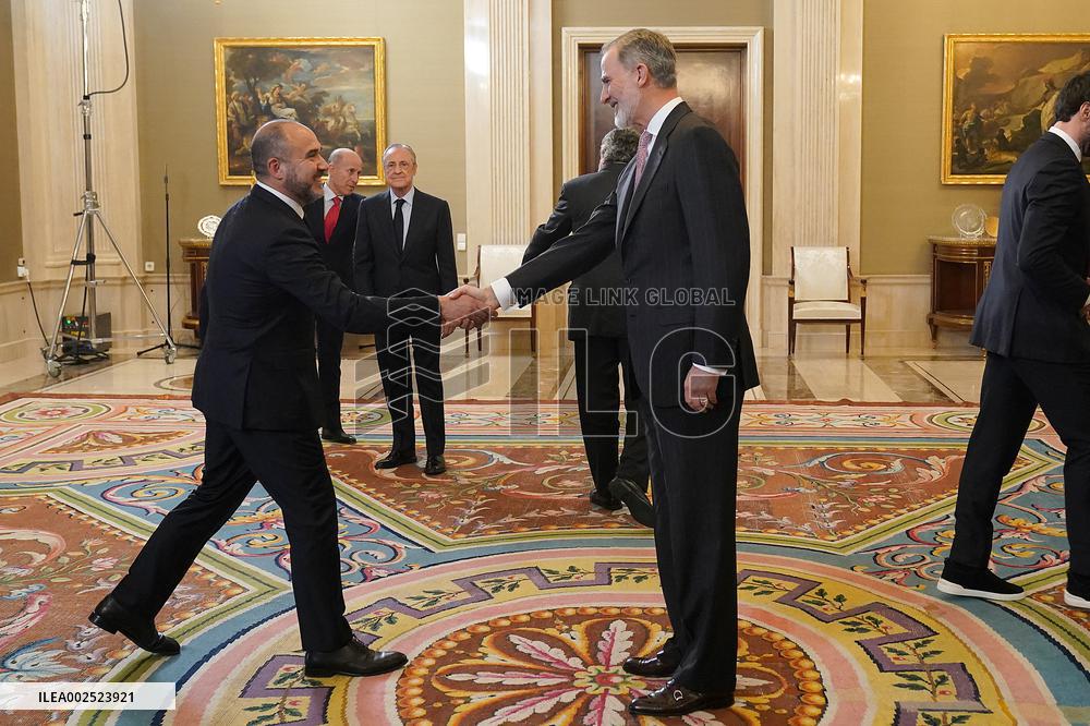 King Felipe In Audience With Real Madrid Basketball Team - Madrid