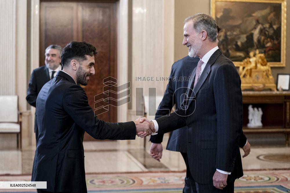 King Felipe In Audience With Real Madrid Basketball Team - Madrid