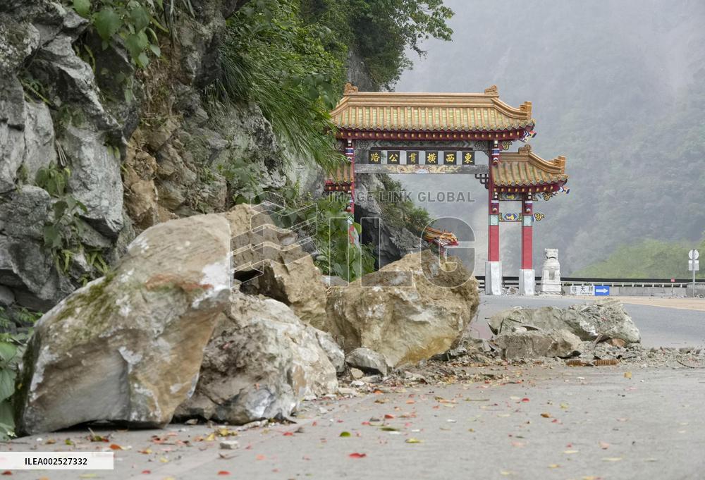 Aftermath of strong earthquake in Taiwan