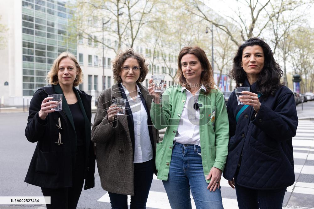 The Ecologists press conference about issues regarding Nestle bottled water - Paris