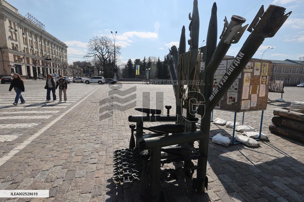Armchair made of Russian munitions in Kharkiv