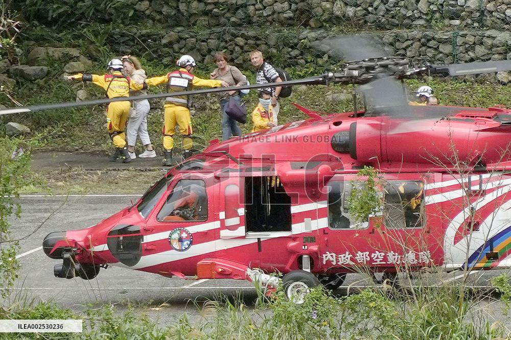 Aftermath of strong earthquake in Taiwan