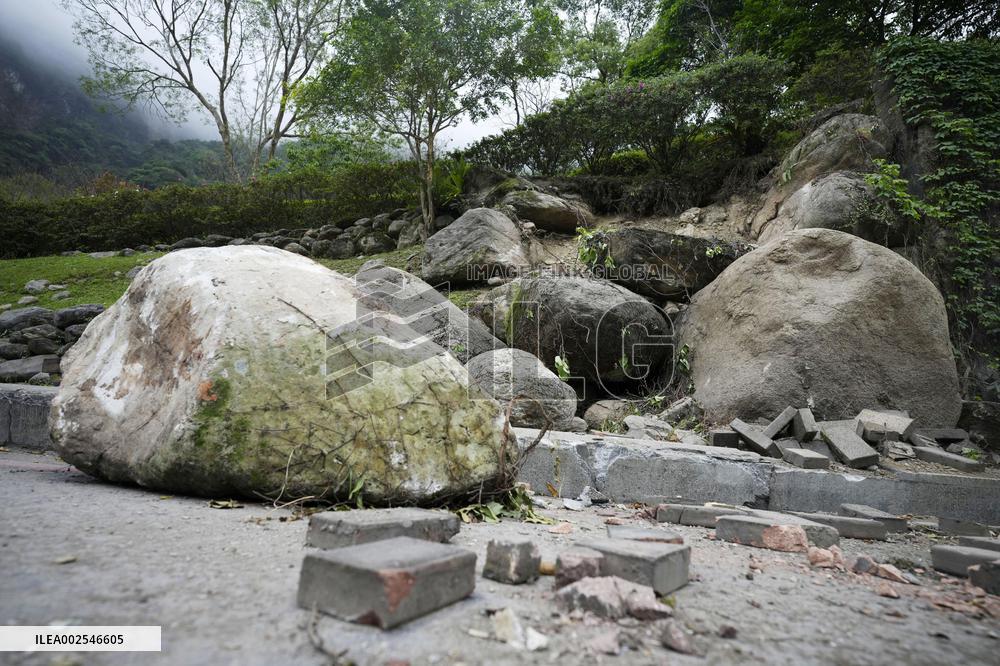 Aftermath of strong earthquake in Taiwan