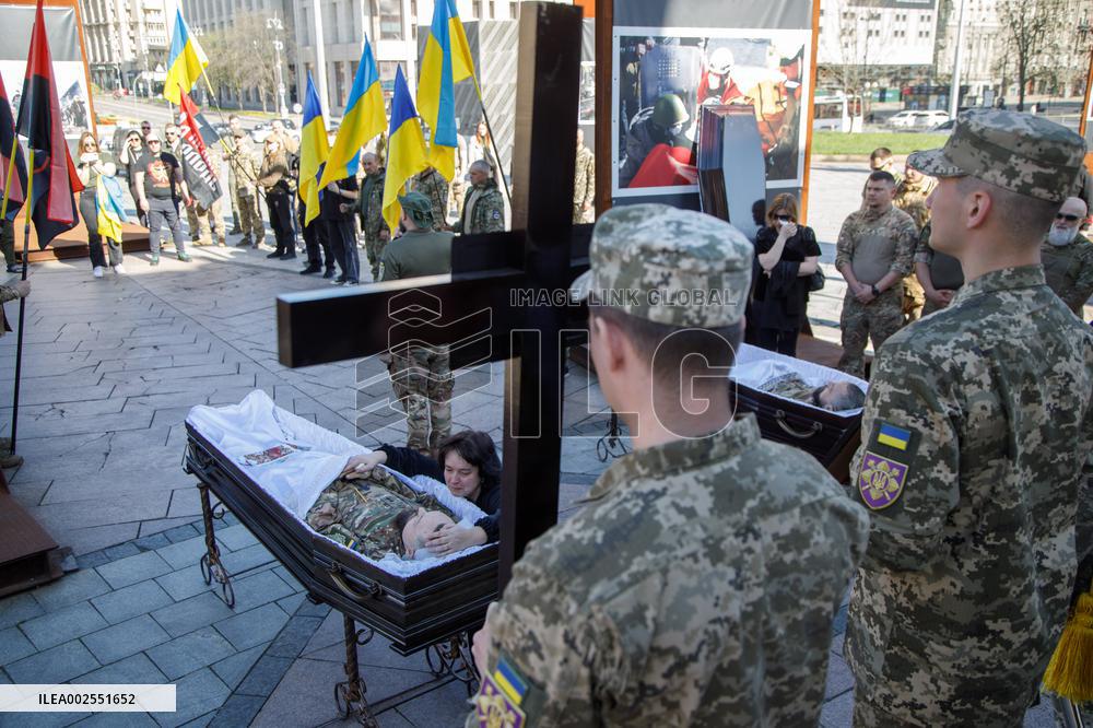 Farewell ceremony of perished soldiers Serhii Konovalov and Taras Petryshyn in Kyiv