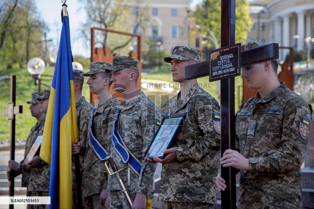 Farewell ceremony of perished soldiers Serhii Konovalov and Taras Petryshyn in Kyiv