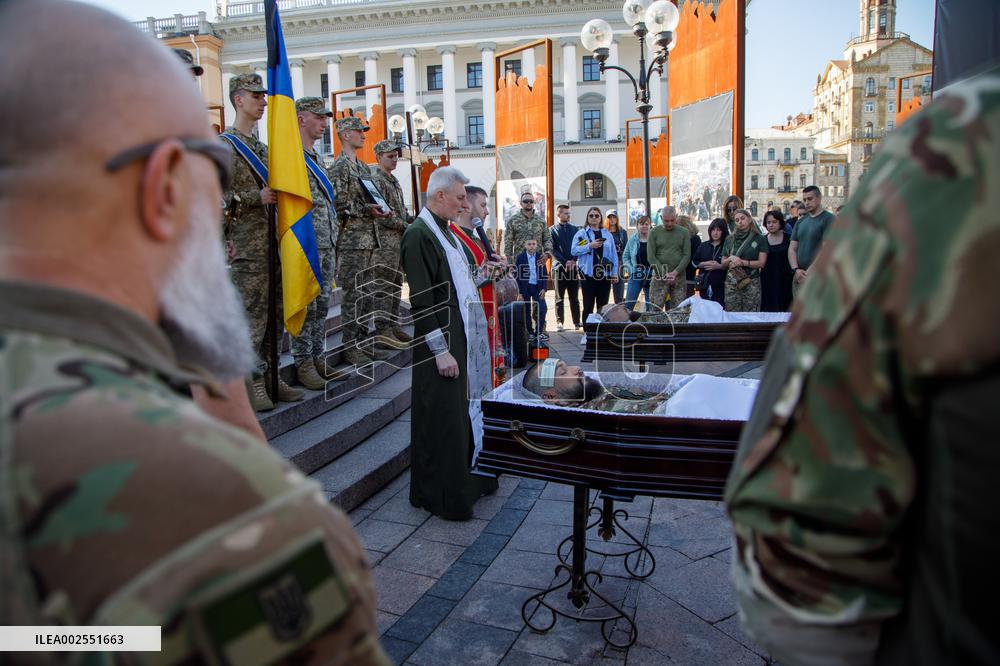 Farewell ceremony of perished soldiers Serhii Konovalov and Taras Petryshyn in Kyiv