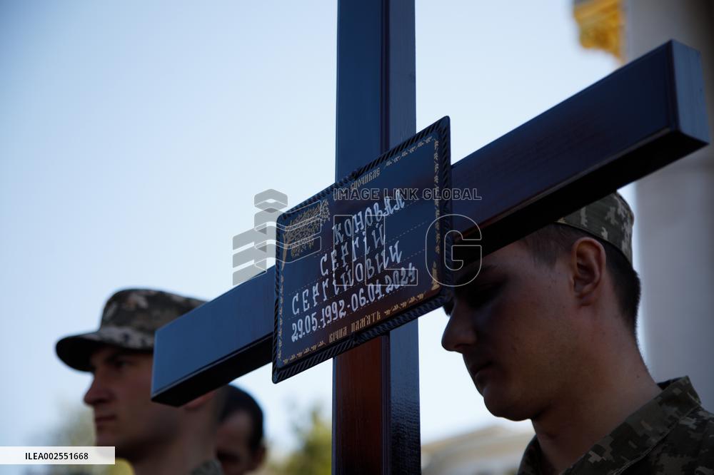 Farewell ceremony of perished soldiers Serhii Konovalov and Taras Petryshyn in Kyiv