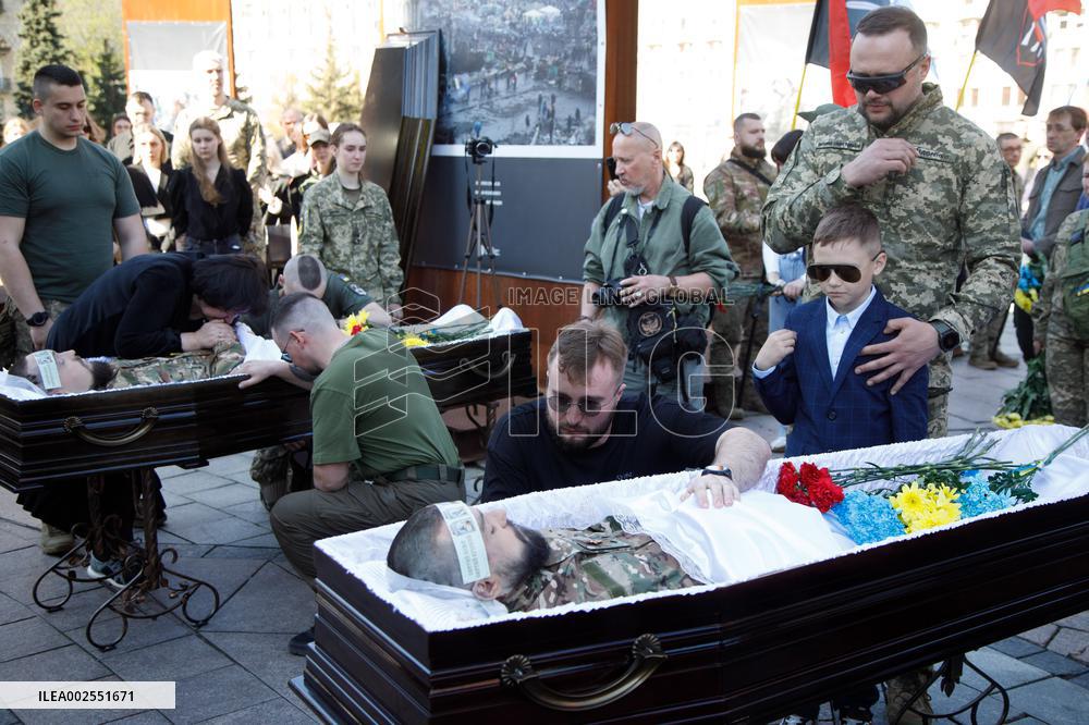 Farewell ceremony of perished soldiers Serhii Konovalov and Taras Petryshyn in Kyiv