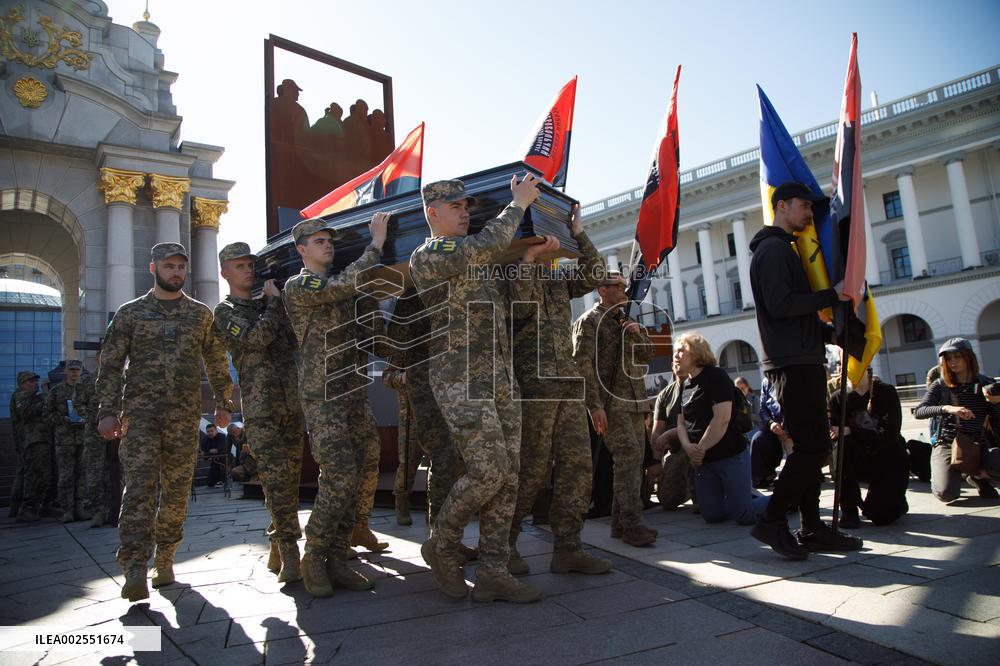 Farewell ceremony of perished soldiers Serhii Konovalov and Taras Petryshyn in Kyiv