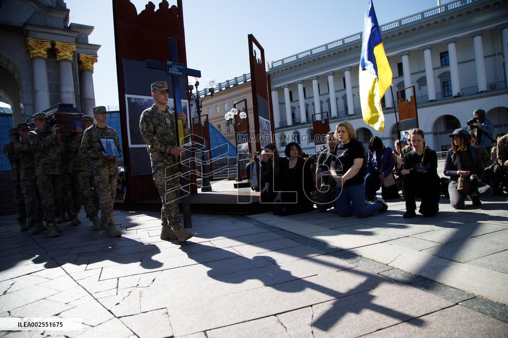 Farewell ceremony of perished soldiers Serhii Konovalov and Taras Petryshyn in Kyiv