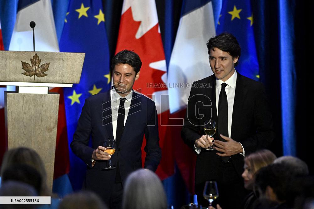 Trudeau Hosts Official Dinner For French PM Attal - Ottawa