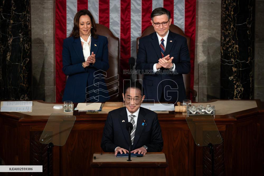 Japanese PM Kishida Addresses Joint Session Of Congress - Washington