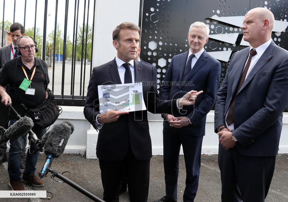President Macron Visits Eurenco Factory - Bergerac