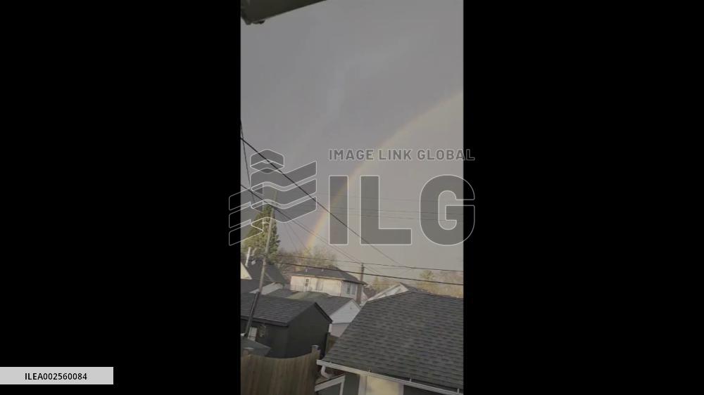 US: Double Rainbow Appears After Rainstorm In Minneapolis
