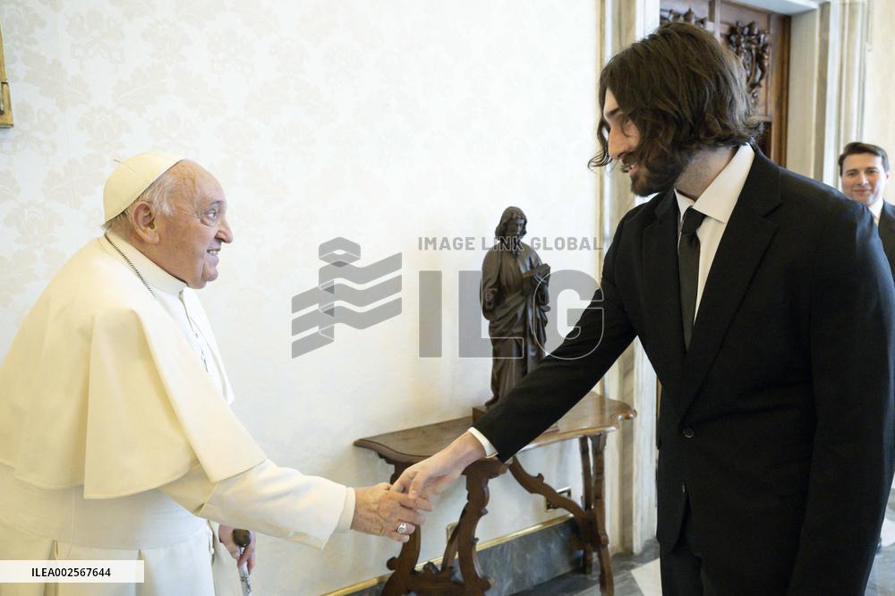 Pope Francis Meets Aidan Gomez CEO of A.I. Company Cohere - Vatican