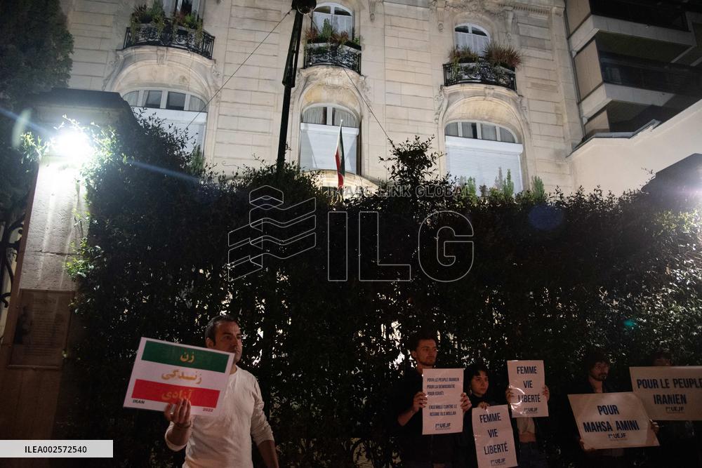 UEJF Protest Outside Iranian Embassy - Paris