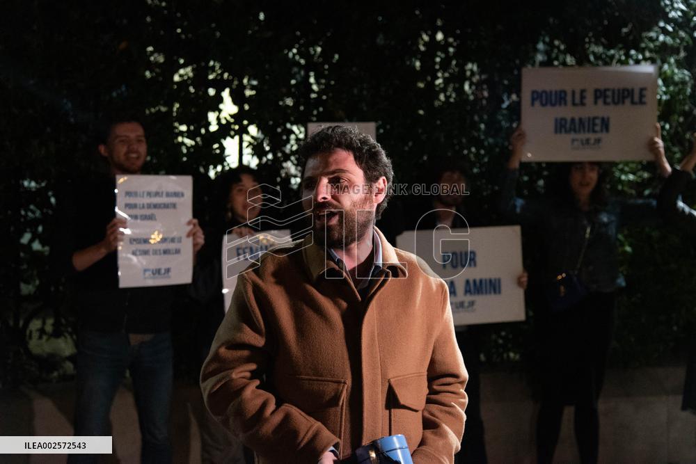 UEJF Protest Outside Iranian Embassy - Paris