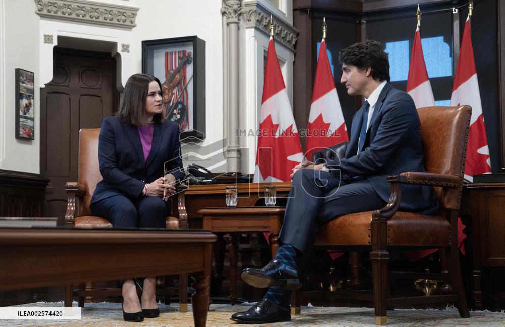PM Trudeau Meets Belarus Opposition Leader Tsikhanouskaya - Ottawa