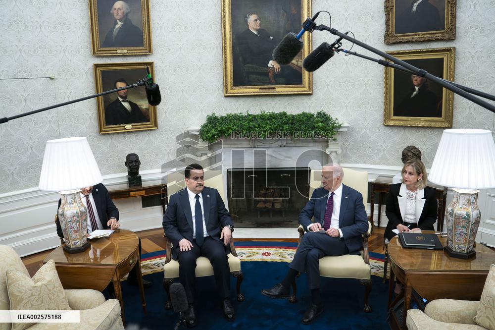 President Biden Meets with Iraqi Prime Minister Sudani in Oval Office