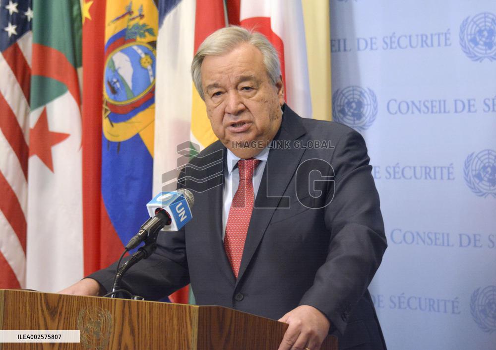 U.N. chief meets press over Sudan