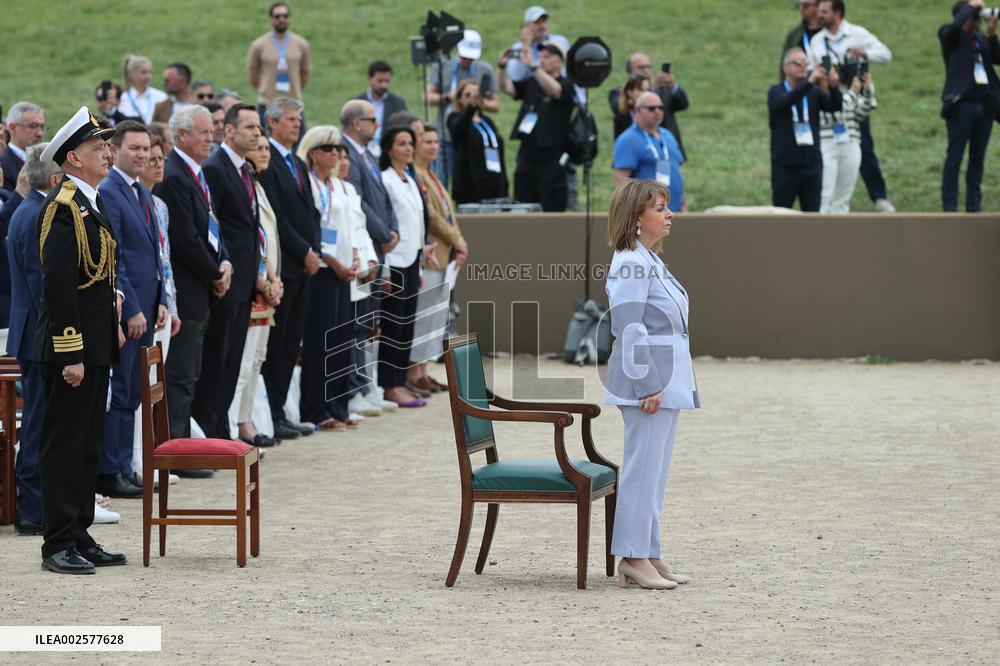 (SP)GREECE-ANCIENT OLYMPIA-PARIS 2024-FLAME LIGHTING CEREMONY