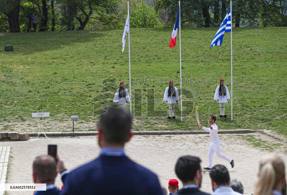 (SP)GREECE-ANCIENT OLYMPIA-PARIS 2024-FLAME LIGHTING CEREMONY