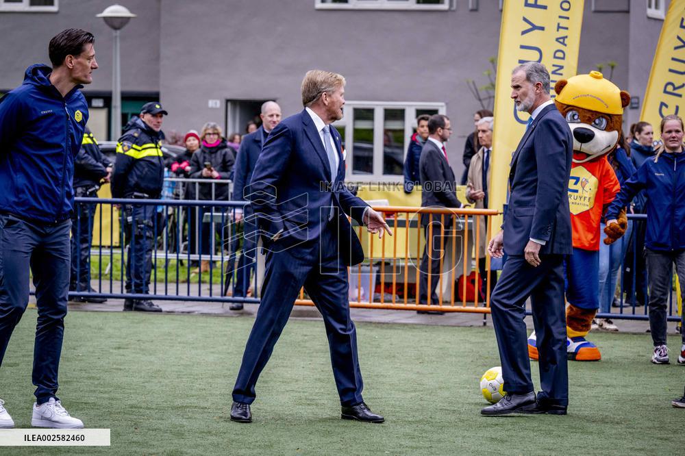 Royals Visit Cruyff Foundation - Amsterdam