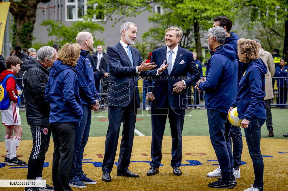 Royals Visit Cruyff Foundation - Amsterdam
