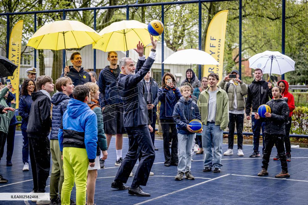 Royals Visit Cruyff Foundation - Amsterdam