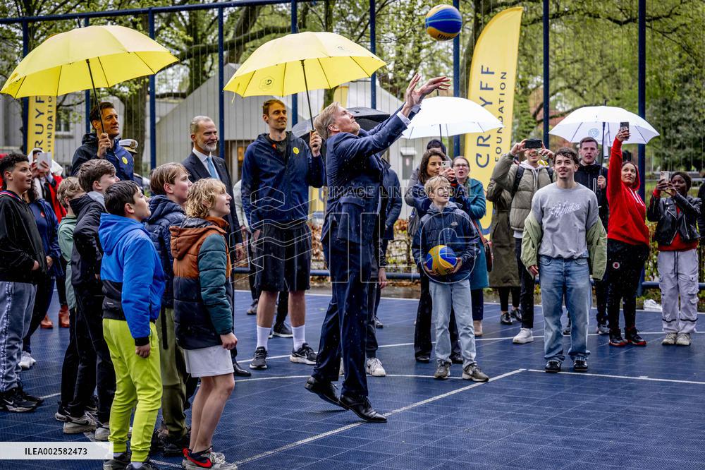 Royals Visit Cruyff Foundation - Amsterdam