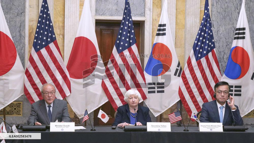 U.S., Japan, South Korea finance ministers in Washington