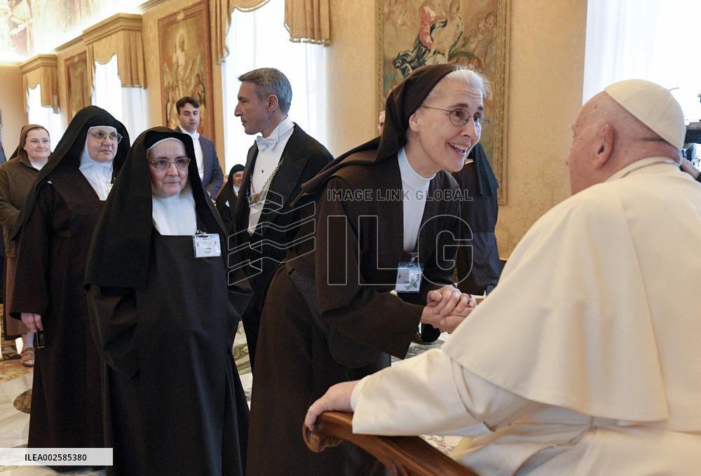 Pope Francis Meets With Discalced Carmelites - Vatican
