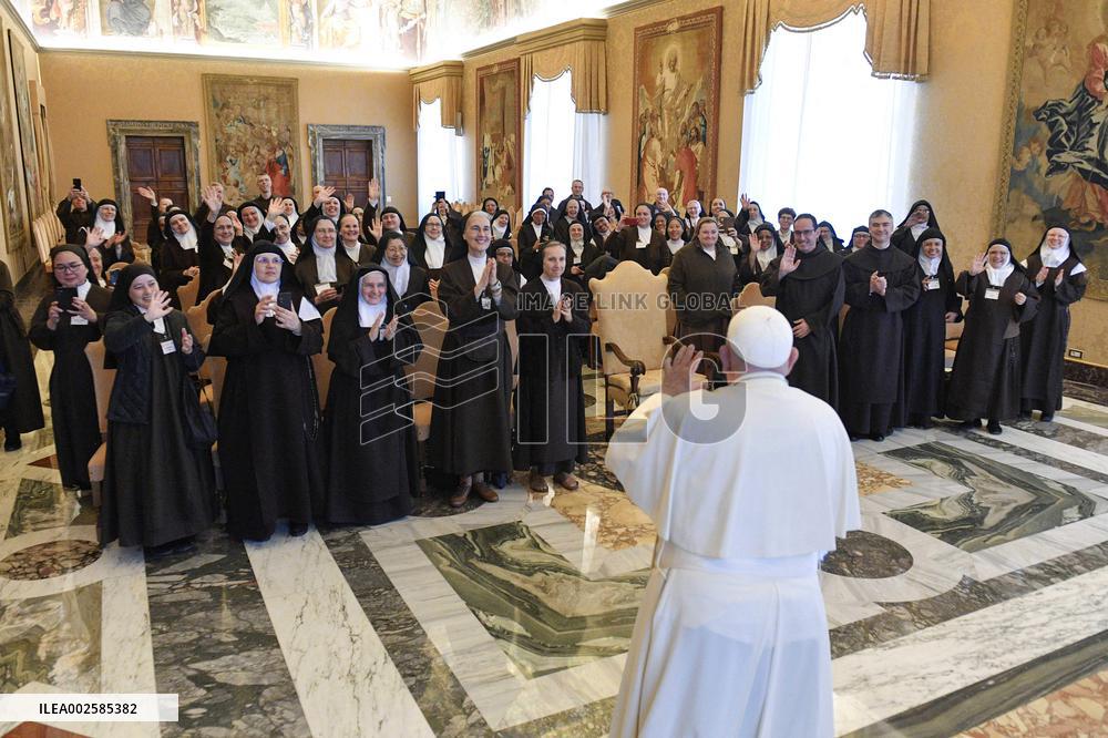 Pope Francis Meets With Discalced Carmelites - Vatican