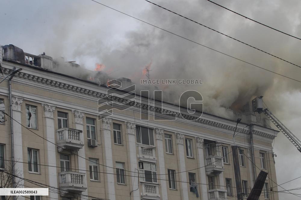 Residential building damaged by Russian shelling in Dnipro