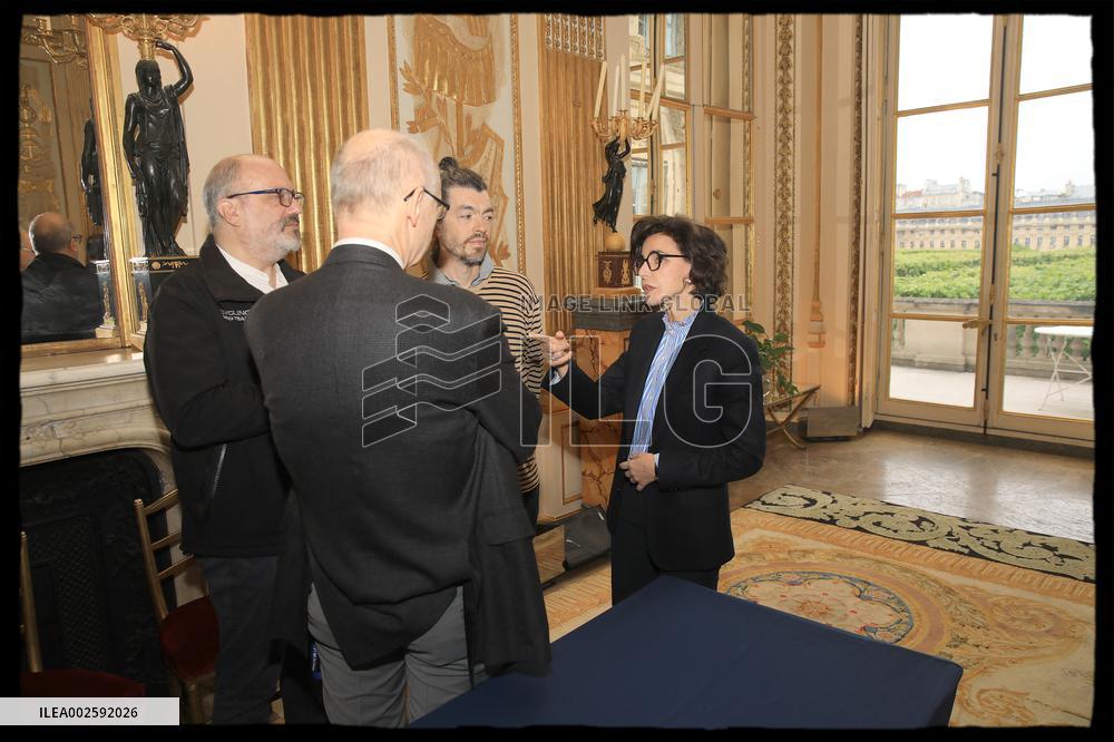 French culture minister Rachida Dati meets Culture Trade Unions - Paris