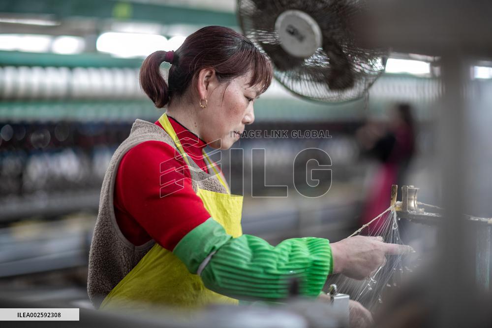 a Mulberry Silk Processing Workshop in Xinghua