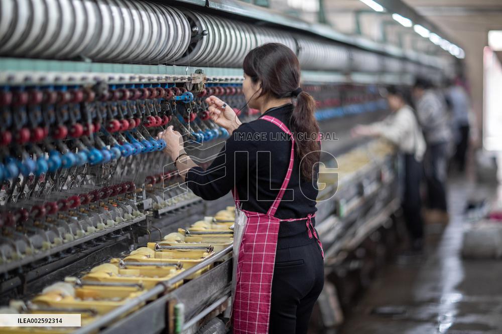 a Mulberry Silk Processing Workshop in Xinghua