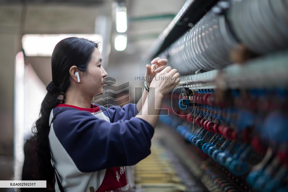 a Mulberry Silk Processing Workshop in Xinghua