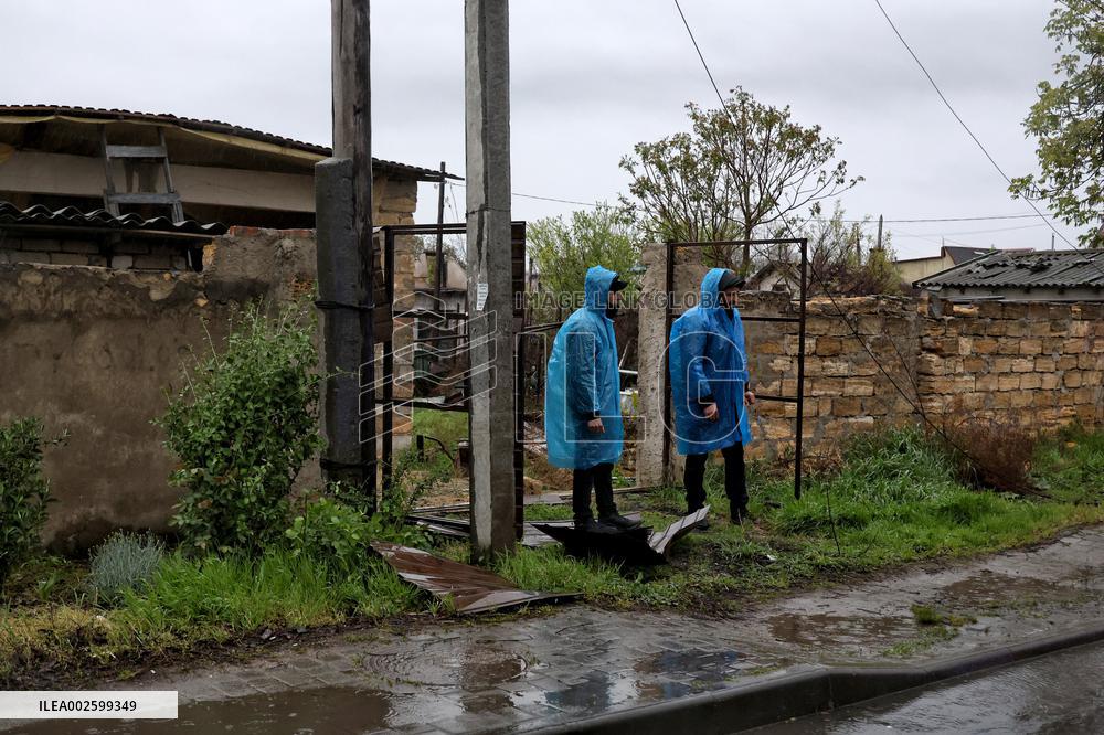 Aftermath of Russian shelling of Odesa on April 20, 2024