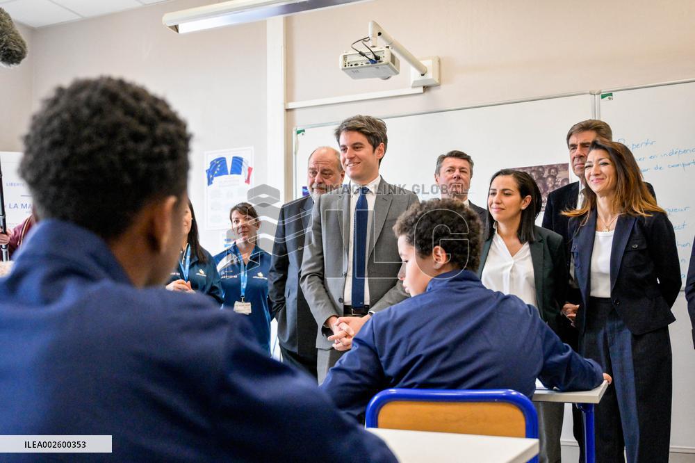 Gabriel Attal Visit To The Parc Imperial High School - Nice