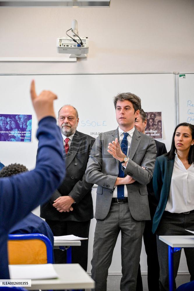 Gabriel Attal Visit To The Parc Imperial High School - Nice