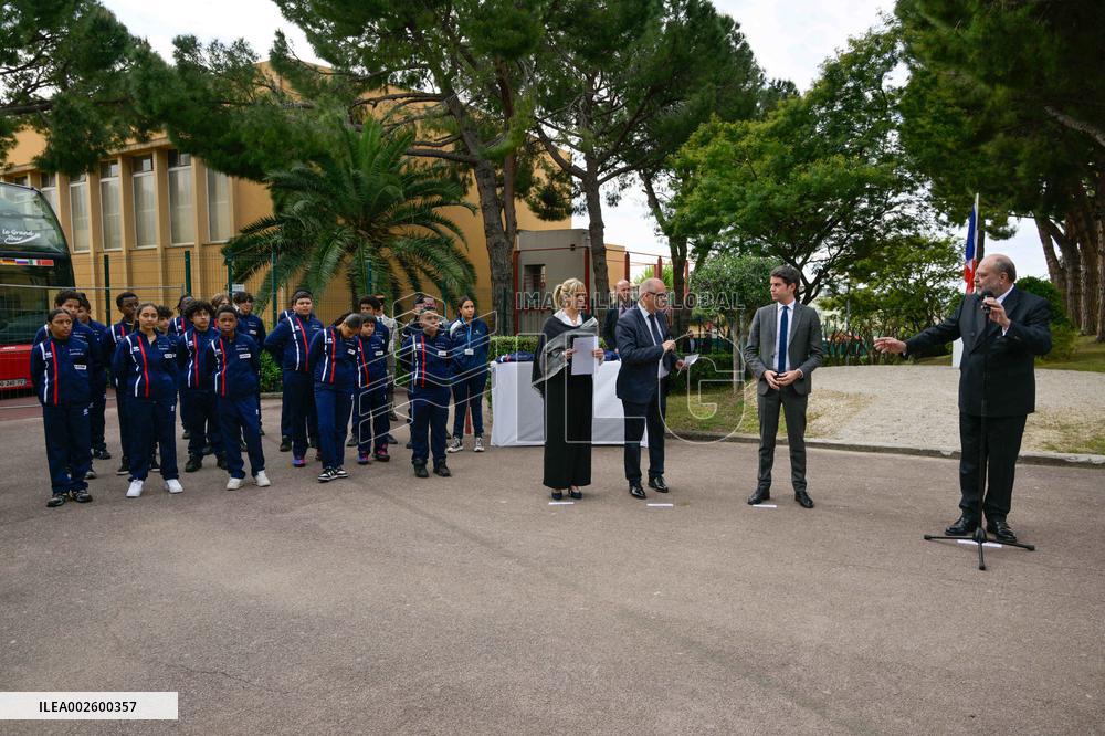 Gabriel Attal Visit To The Parc Imperial High School - Nice