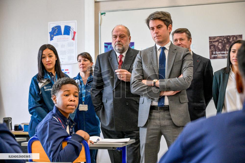 Gabriel Attal Visit To The Parc Imperial High School - Nice
